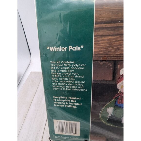 Bucilla Gallery Of Stitches Winter Pals Jeweled Stocking Kit 17" Long - Picture 8 of 10